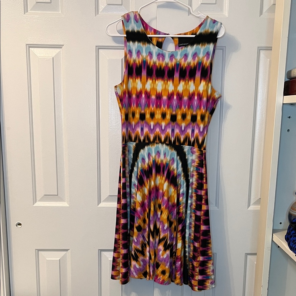 Cynthia Rowley Sleeveless Abstract Dress‎ Multi-Colored Keyhole Back Size M